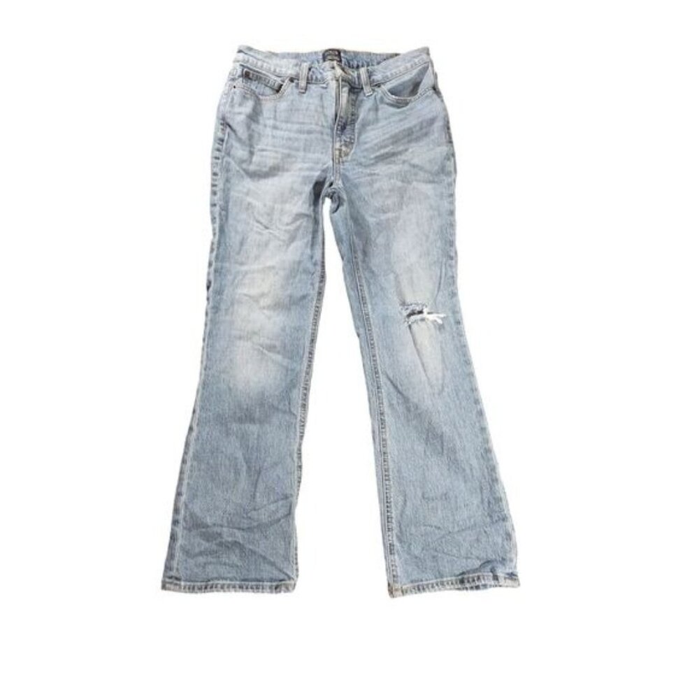 J Crew Womens Size 27 Light Blue Straight Denim Jeans Subtle‎ Distress Casual